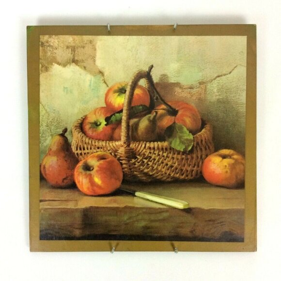 Donald Art Co 8x8 Hot Plate Plaques Trivets Fruit Baskets Still Life Vintage USA - Picture 12 of 12